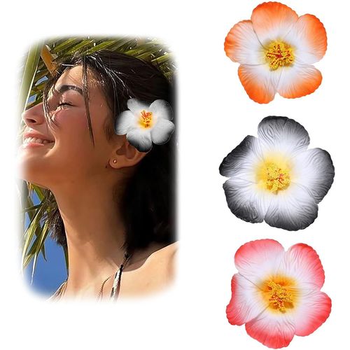 Ershi-3 Pièces De Barrettes Hawaïennes Pour Femmes, Barrettes Plumeria-Hibiscus, Clips De Fleurs Artificielles Pour Vacances, Fête[2067]