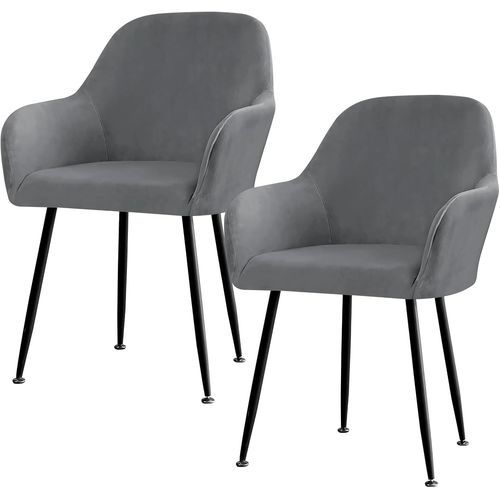 Ershi-Housses De Chaise De Salle À Manger 2pcs, Scandinave Élastique Avec Accoudoir, Extensible Pour Salon (Gris)[854]