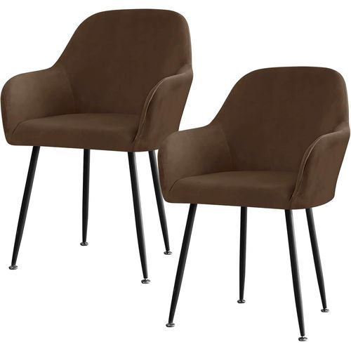 Ershi-Housses De Chaise De Salle À Manger 2pcs, Scandinave Élastique Avec Accoudoir, Extensible Pour Salon Décoration (Marron)[855]