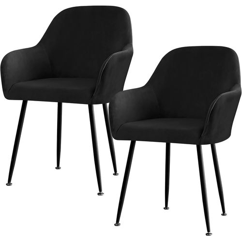 Ershi-Housses De Chaise De Salle À Manger 2pcs, Scandinave Élastique Avec Accoudoir, Extensible Pour Salon (Noir)[857]