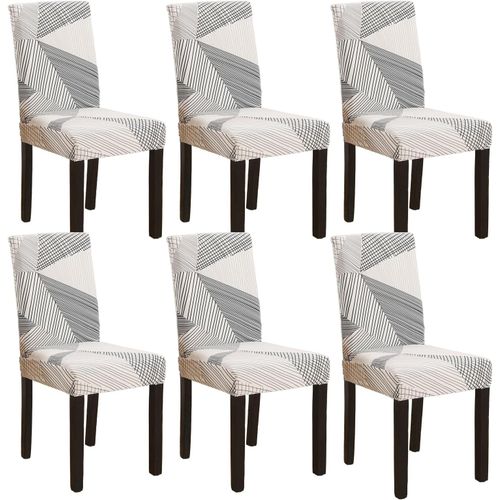 Ershi-Housse De Chaise Avec Dossier 6 Pièces, Élastique Universelle Anti-Taches Moderne, Lavable, Décorative, Couvre-Chaises Pour [679]