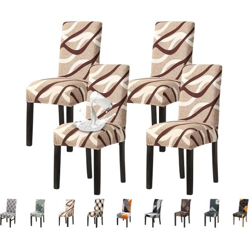 Ershi-Housse De Chaise 4 Pièces Imperméable Housse De Chaise Salle À Manger 6 Pièces Couverture De Chaise Extensible Universel Fac[873]