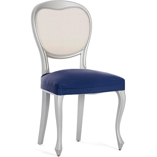 Ershi-Eysa Lot De 2 Housses De Chaise Bi-Élastiques Sans Dossier Couleur Bleu Design Harlem[2122]