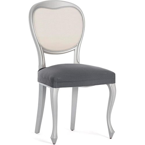Ershi-Eysa Lot De 2 Housses De Chaise Bi-Élastiques Sans Dossier Couleur Gris Foncé Design Harlem[2113]