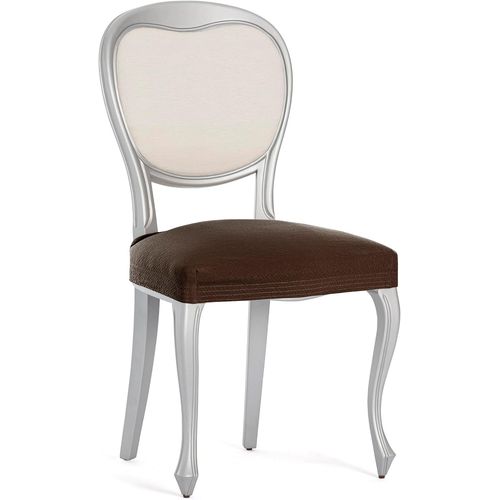 Ershi-Eysa Lot De 2 Housses De Chaise Bi-Élastiques Sans Dossier Couleur Marron Design Harlem[2110]