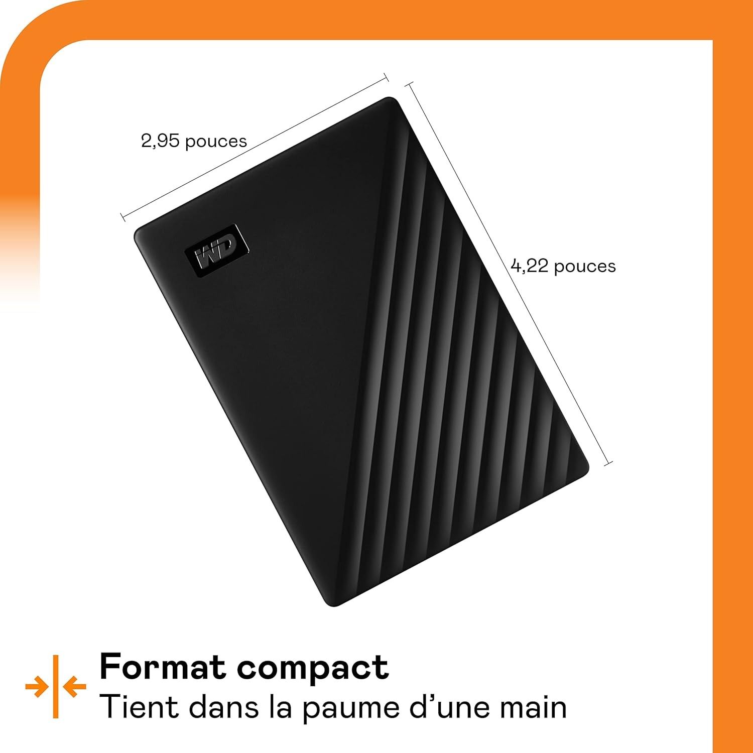 WD My Passport WDBPKJ0050BBK - Disque dur - chiffr - 5 To - externe (portable) - USB 3.2 Gen 1 - AES 256 bits - noir image 3 | Rakuten