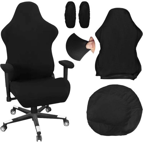 Ershi-Lot De Housse De Chaise De Bureau,Housse Chaise Gaming,4 Pcs Housses Chaise Extensible Avec Accoudoirs/Dossier La Chaise Pou[1938]