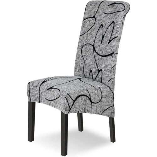 Ershi-Housse De Chaise Xl Extensible 4 Pièces Grand Housse De Chaise De Salle À Manger Couverture De Chaise Grande Taille Amovible[1116]