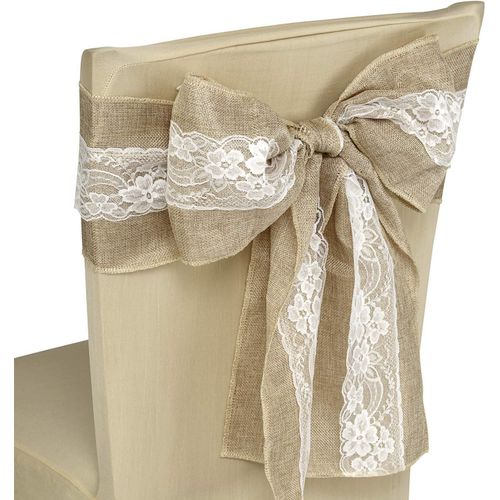 Ershi-Housse De Chaise Vintage En Toile De Jute Naturelle, 7 X 108 Pouces (18 Cm X 274 Cm), N?Ud En Toile De Jute Naturelle Rustiq[2318]