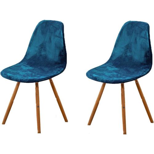 Ershi-Housse De Chaise Scandinaves Lot De 2, Extensible Housse De Chaise De Salle À Manger, Velours Bleu Universelle Couverture De[986]
