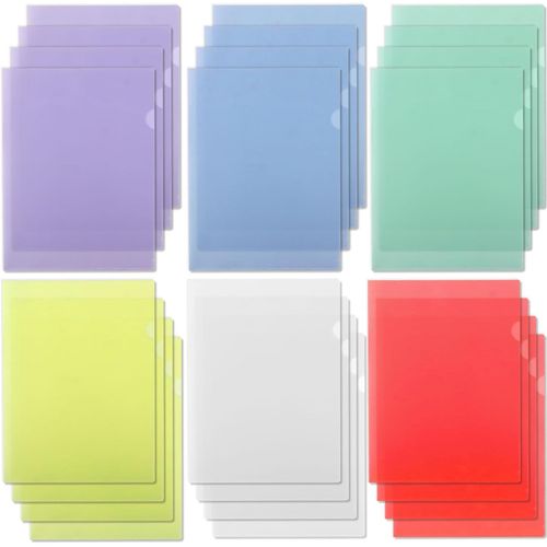 Ershi-24pcs Chemise Plastique A4 Pochette Dossier Transparente 6 Couleur Fourniture Pour Bureau École Document Classification[74]