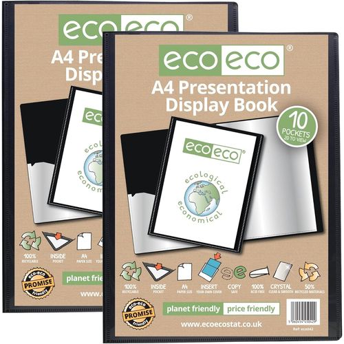 Ershi-Eco042x2 Lot De 2 Porte-Vues 10 Pochettes En Plastique Noir Format A4 50% Recyclé[971]