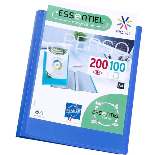 Ershi-- Porte Vues A4 200 Vues Essentiel - Porte Documents Personnalisable - Fabriqué En France - 100 Pochettes De Qualité Lisse -[453]