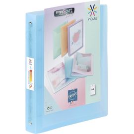 Ershi-- Classeur Souple A4 Maxi Personnalisable - 4 Anneaux - Dos 4cm - Pour Documents A4 - Bleu Translucide[633]