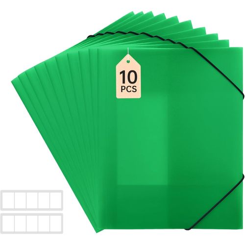 Ershi-Pochette Cartonnée A4, Chemise Cartonnée A4 10 Pièces, Classeurs Et Chemises Fixation De La Bande Élastique, Pochette Plasti[824]