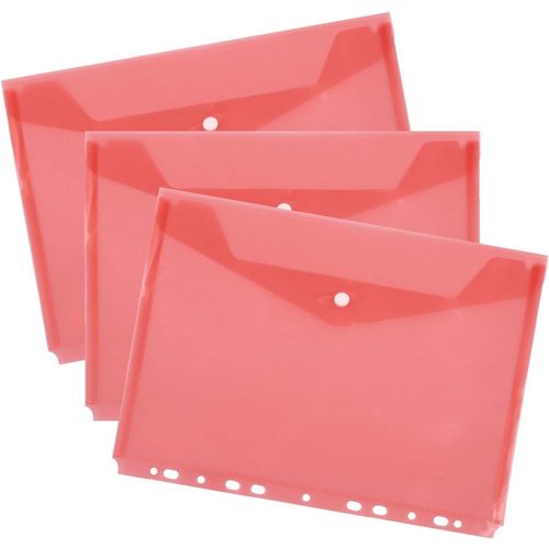 Ershi-Lot De 10 Chemises À Poser En Polypropylène Rouge Transparent A4 Avec Bouton Pression Euro[1606]
