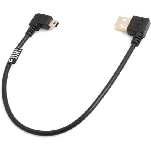 KALANKA-Câble mini USB coudé à 90° vers la gauche vers USB type A (mâle) coudé à 90° vers la gauche Câble de données, câble de données, câble de chargement, 26 cm