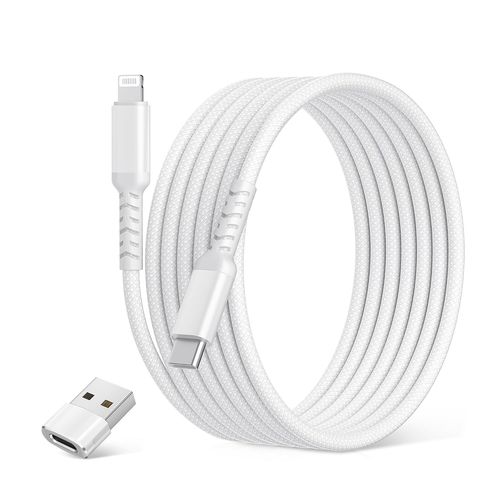 KALANKA-Pour iPhone 14,13 Câble Avec Adaptateur USB A,3M Longue Câble USB C Vers Lightning,Cordon De Charge Rapide Pour Apple 12 11 Mini Pro Max Plus,XS XR X 8 7 6 SE,iPad 8Ème Et 9Ème Génération