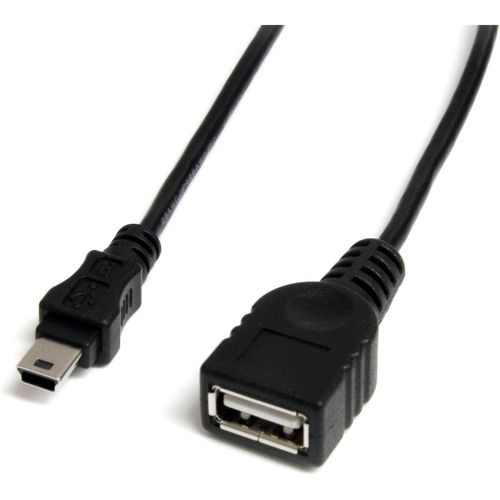 KALANKA-Câble Mini USB 2.0 de 30cm - Cordon USB A vers Mini B - Femelle / Mâle - Noir (USBMUSBFM1)