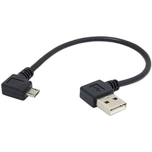 KALANKA-Câble Micro USB coudé à 90° vers USB 2.0 Type A (mâle) coudé à 90° vers la Droite Câble de données, câble de Chargement, câble de Chargement, env. 19 cm