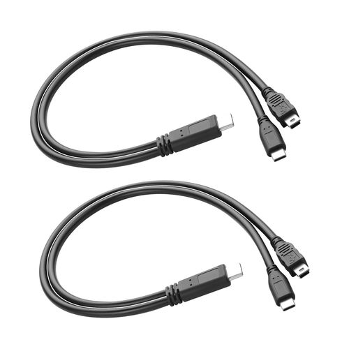 KALANKA-Câble de charge de type C USB C vers USB C +Mini USB Splitter Cable USB C Charger 3A Fast Charging Cord Mini 5-Pin to USB Type C Port for Laptop Phone MP3 and More Mini B Devices