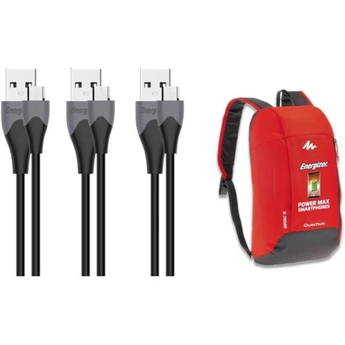 KALANKA-- Lot de 3 Câbles USB-C 1,2 m - Charge & synchonisation (2,4 A/480 Mbps) pour téléphones Mobiles + Sac à Dos 10L