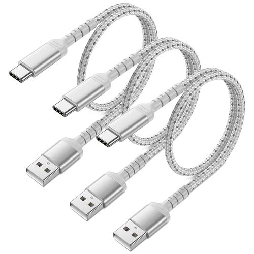 KALANKA-Lot de 3 câbles USB C courts [0,5 m, 3 pièces] de 50 cm - Câble de charge USB C tressé 3A vers UAB C - Câble de données court de type C - Compatible avec Samsung Galaxy S21 S22 S23, Huawei,