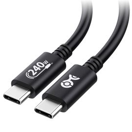 KALANKA-[Certifié USB-IF] Cable USB C vers USB C 240w 1m pour MacBook Pro, Dell XPS (Cable USB C 2m charge rapide, Câble USB C 140W) avec Power Delivery 3.1 Noir (USB 2.0, Pas de vidéo)