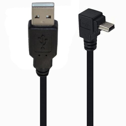 KALANKA-Câble mini USB d'angle 90 degrés Mini 5 broches USB B mâle à USB 2.0 mâle fil d'extension de synchronisation données pour GPS Caméra noir angle vers le haut 4,9 pieds