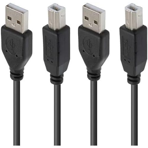 KALANKA-Câble d'imprimante 1,8 mètre, cordon USB 2.0 USB-A vers USB-B, Compatible Imprimante HP, Epson, Canon, Lexmark, Brother, Scanner, Disque Dur, Ordinateur, Coloris Noir, 570300 (Lot de 2)