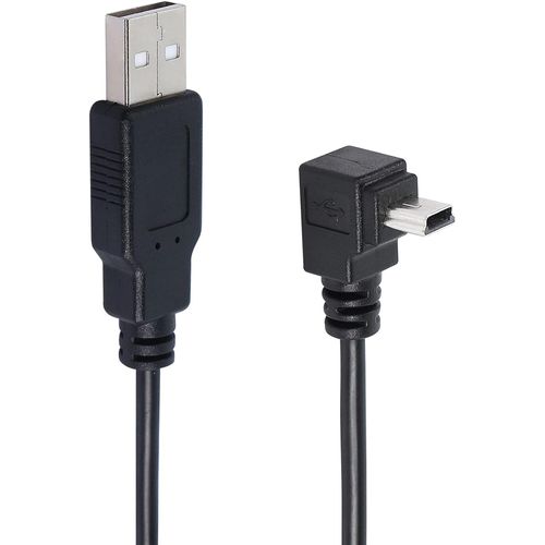 KALANKA-90°Angle Mini USB Charge Câble Mini USB à USB 2.0 Droit Angle Donnée Extension Câble, pour GPS MP3 carte lecteur numérique appareil photo mobile disque dur,1,5m/4,9ft (Pliez à Up)