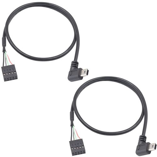 KALANKA-Câble Mini USB vers USB Header Dupont - 50CM/1.64FT, Connecteur USB mâle à angle gauche, pour Carte mère, 9 broches femelle, lot de 2