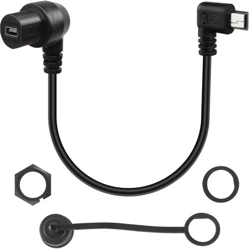 KALANKA-90 degré Angle Mini USB panneau Montage Embarqué Extension Câble Mini USB 5Pin Mâle ver femelle droit angle Câble étanche,Filetage sur àtableau de bord ou panneau,28cm/11in (pliez à droite)