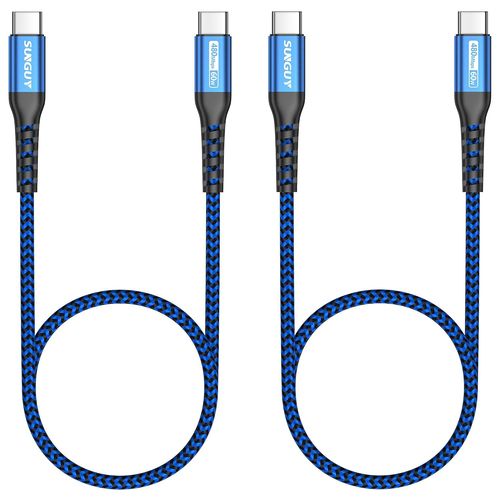 KALANKA-Câble USB C vers USB C, 2 x 0,5 m PD 60 W de type C vers type C, Câble de charge rapide pour iPad Pro 2020, MacBook Pro 2020, iPad Air 4, Galaxy S20 S10 S9, Xiaomi, Huawei etc-Bleu