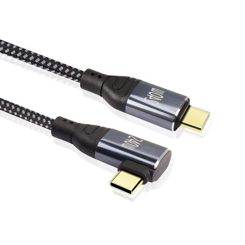 Kalanka-240w Usb C Vers Usb C Câble, 0.5m Pd3.1 Type C Mâle Vers Mâle 5a Câble De Charge Rapide, Tressé À Angle Droit Nylon Type C Câble Avec Bande De Stockage (Side Bend 0.5m)