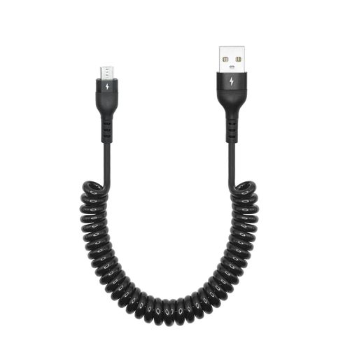 KALANKA-Câble d'extension micro USB à ressort de 1 à 3 m - Spirale USB A mâle vers micro USB mâle - Câble de charge et de transfert de données - Pour smartphone, tablette et autres appareils avec por