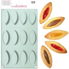 KALANKA- Moule en Silicone Barquettes - Moule à Barquettes 12 Cavités - Ustensile Souple Gâteaux Biscuits Pâtisserie - Mini Barquettes - Apte Four & Congélateur - Vert d¿Eau - 3126
