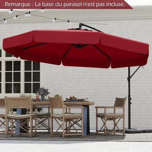 Parasol Déporté 305 Cm Avec Housse - Costway - Inclinaison 0 À 35°- Protection Solaire - 8 Baleines Pour Jardin, Terrasse Rouge