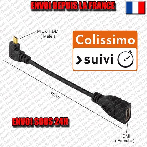 Câble Adaptateur Mâle Micro HDMI vers femelle HDMI