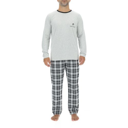 Ensemble Pyjama Long Homme En Popeline À Carreaux Et Logo Poitrine