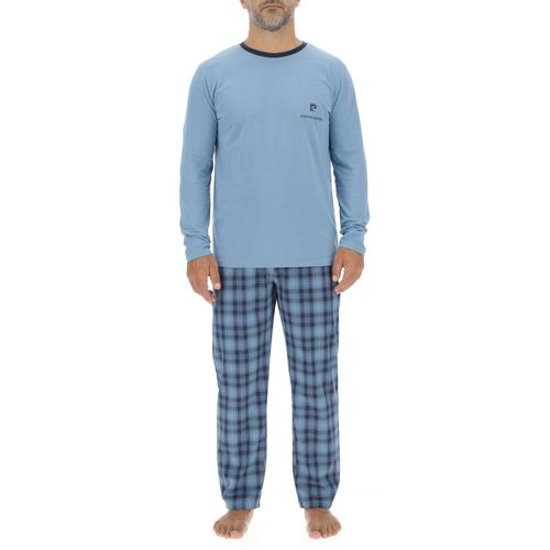 Ensemble Pyjama Long Homme En Popeline À Carreaux Et Logo Poitrine
