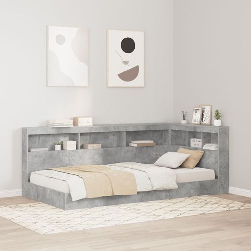 Vidaxl Lit Bibliothèque Gris Béton 75x190 Cm En Bois Reconstitué