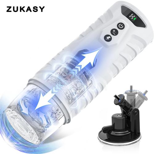 Masturbateur Masculin Automatique Télescopique, 7 Modes Rotatifs De Poussée, Chatte De Poche, Machine Sexuelle, Pompe À Pénis, Masturbateur À Piston Pour Hommes-Fjb117-Wh-Zj-Box