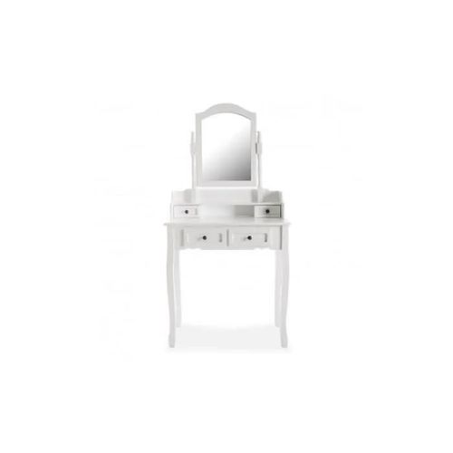 Coiffeuse Classique Venus - Versa - 146 X 40 X 75 Cm - Bois Et Verre - Blanc