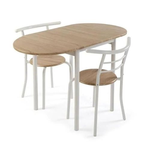 Ensemble Table + 2 Chaises Versa Blanc 55 X 77 X 61 Cm Métal Pvc Bois Mdf