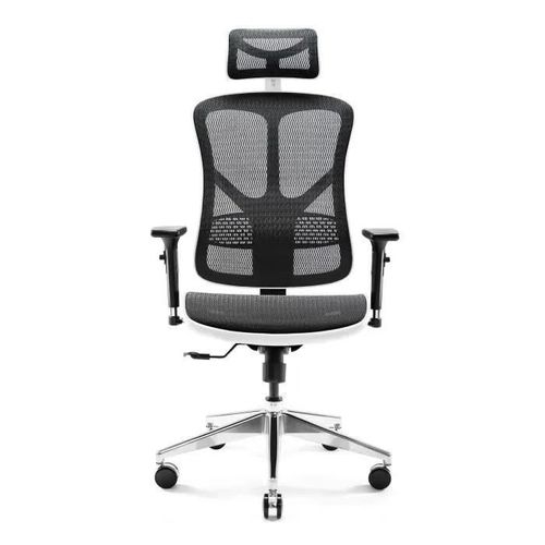 Diablo V-Basic Chaise De Bureau Ergonomique Maille Respirante 3d Accoudoirs Réglables (Blanc-Noir)