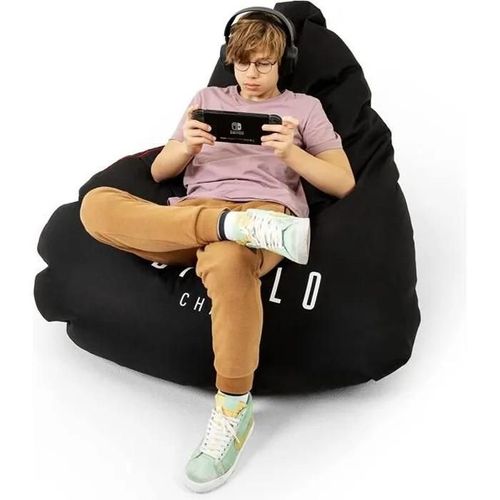 Diablo Pouf Poire Gaming Xxl Beanbag Pouf Avec Remplissage Pour Adultes Avec Des Perles Eps Polyester 110 Cm X 100 Cm (Noir)