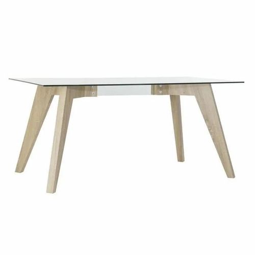 Table De Salle À Manger - Bois Mdf - Verre Trempé - Blanc