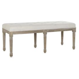 Banquette Style Traditionnel Bois, Lin Naturel, Beige 122 Cm - Couleur:Beige