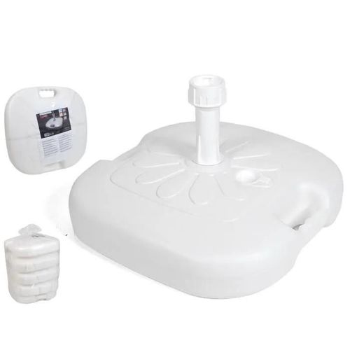 Base De Parasol - Marque - Remplissable - 16 Litres - Blanc - Carré